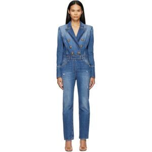 Balmain Blue Denim Vintage Jumpsuit Size 34FR/XS